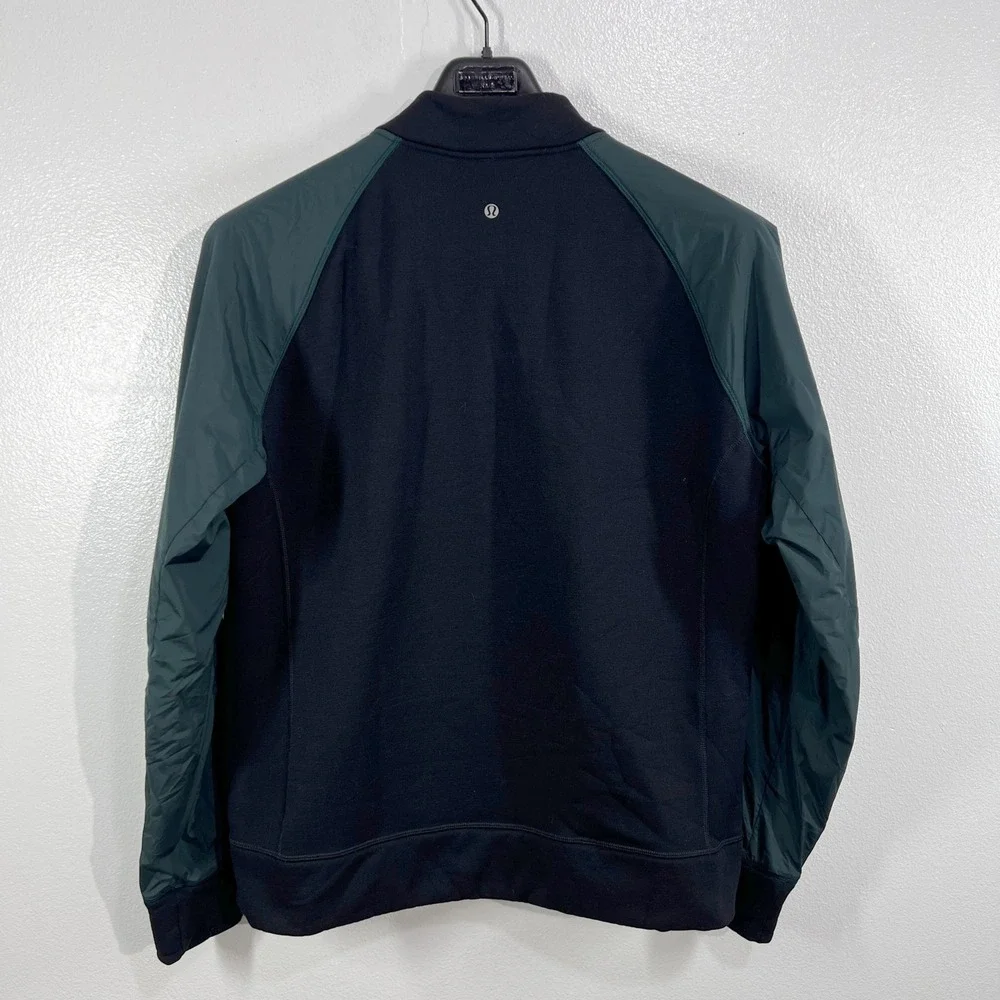 Lululemon Mens‎ XL Revolution Bomber Jacket Full-Zip Black/ Fuel Green Commute